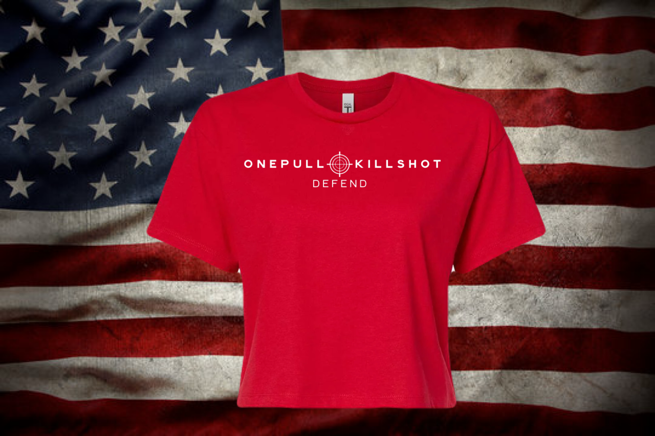 Bangin’ & Defendin’– ONEPULLKILLSHOT Crop Tee